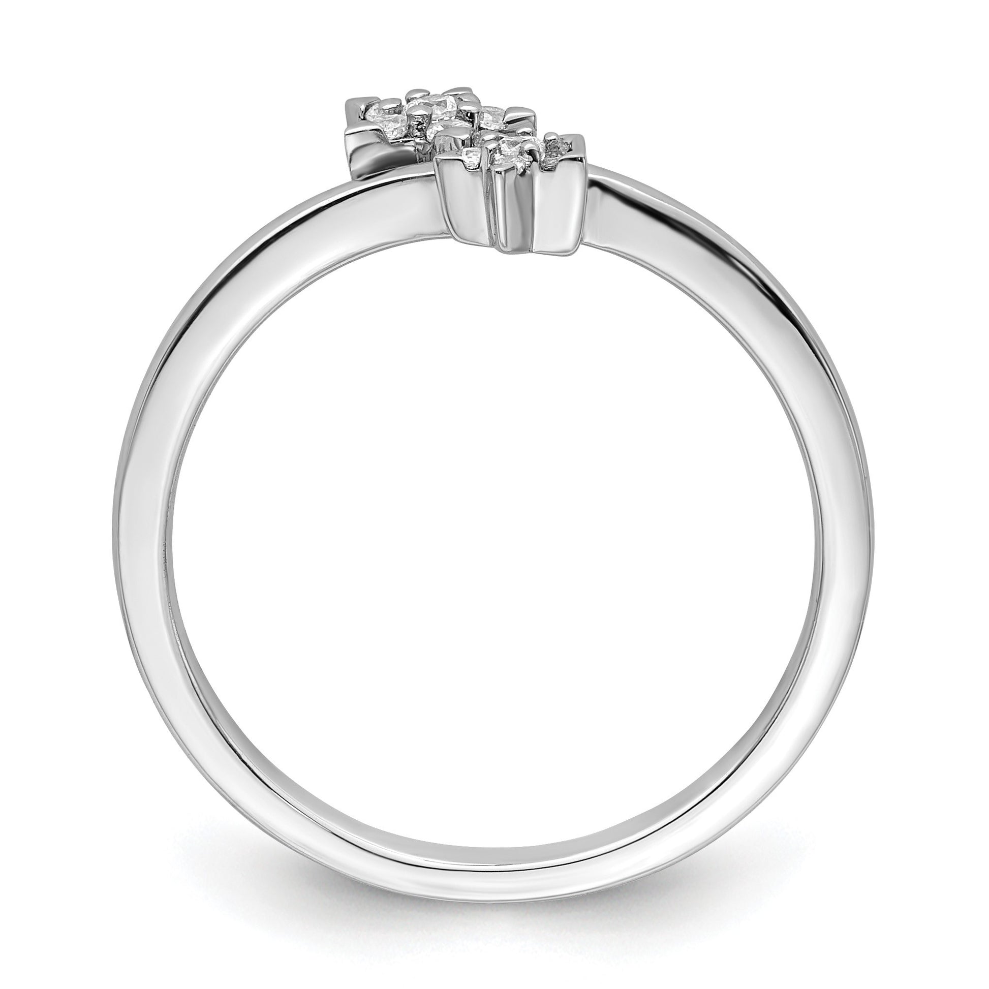 14k White Gold 1/10 carat Diamond Two Stars Bypass Ring