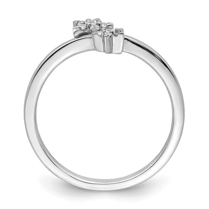 14k White Gold 1/10 carat Diamond Two Stars Bypass Ring