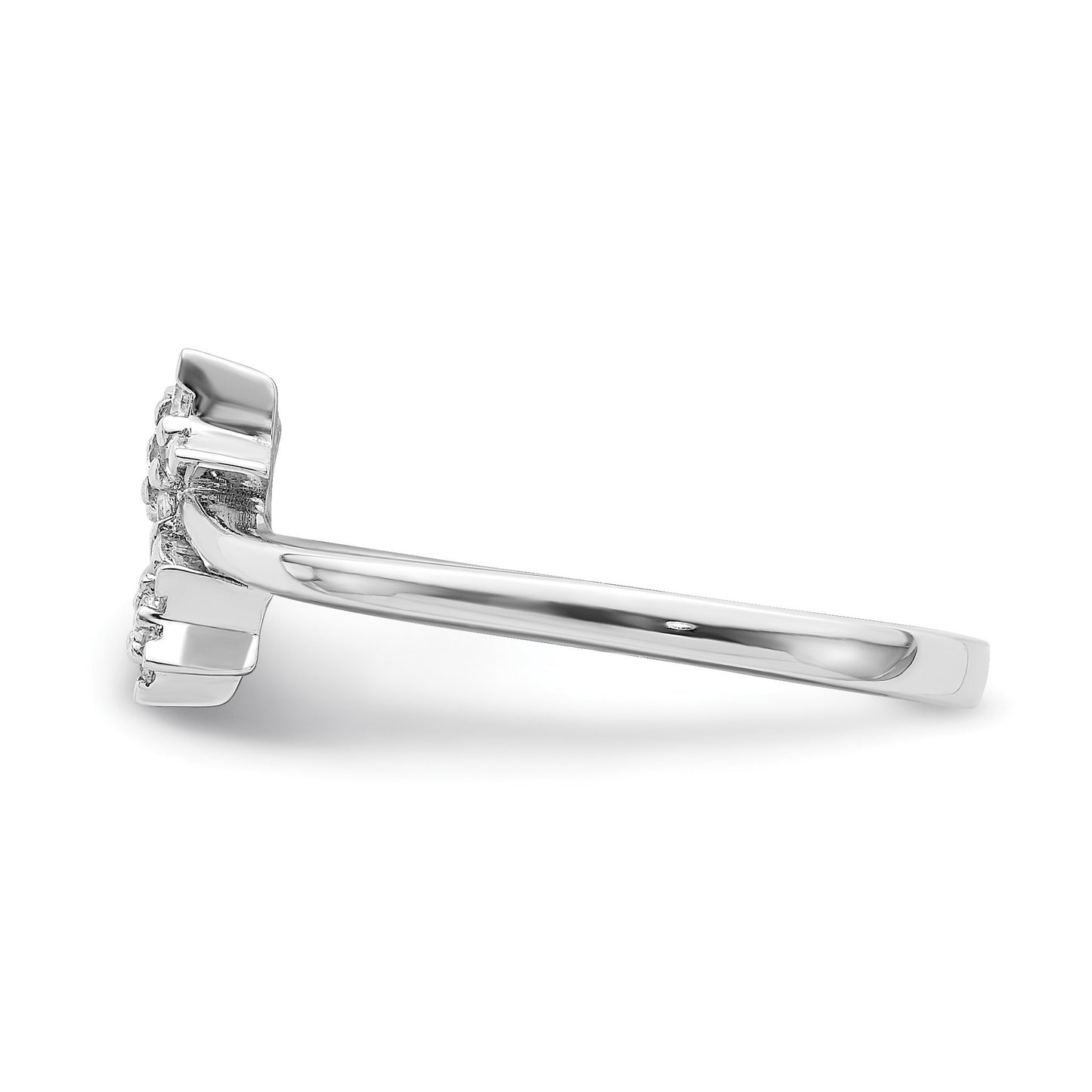 14k White Gold 1/10 carat Diamond Two Stars Bypass Ring