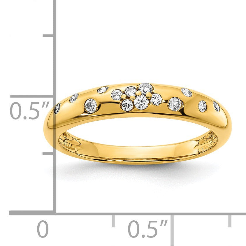 14K 3.9mm Polished 1/6 carat Diamond Sprinkle Band