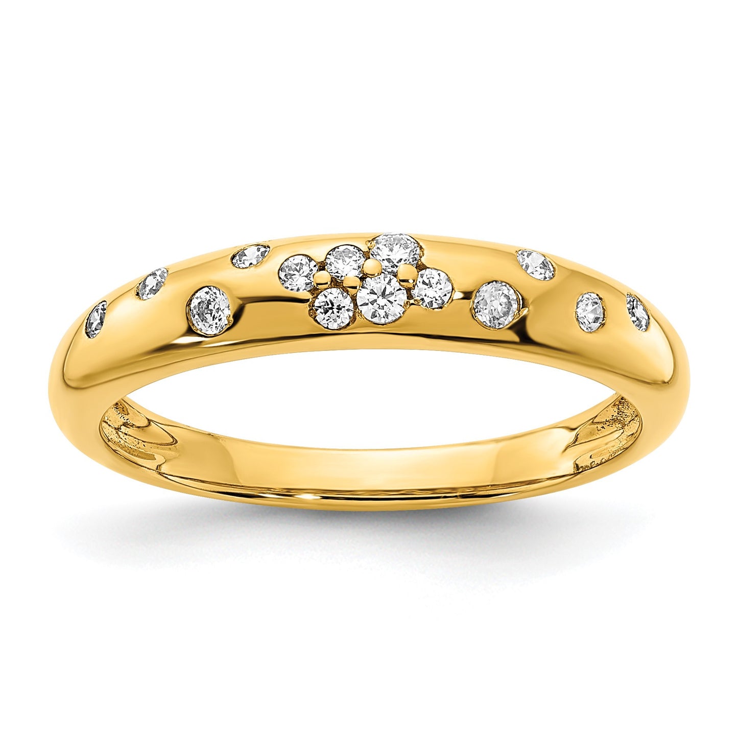 14K 3.9mm Polished 1/6 carat Diamond Sprinkle Band