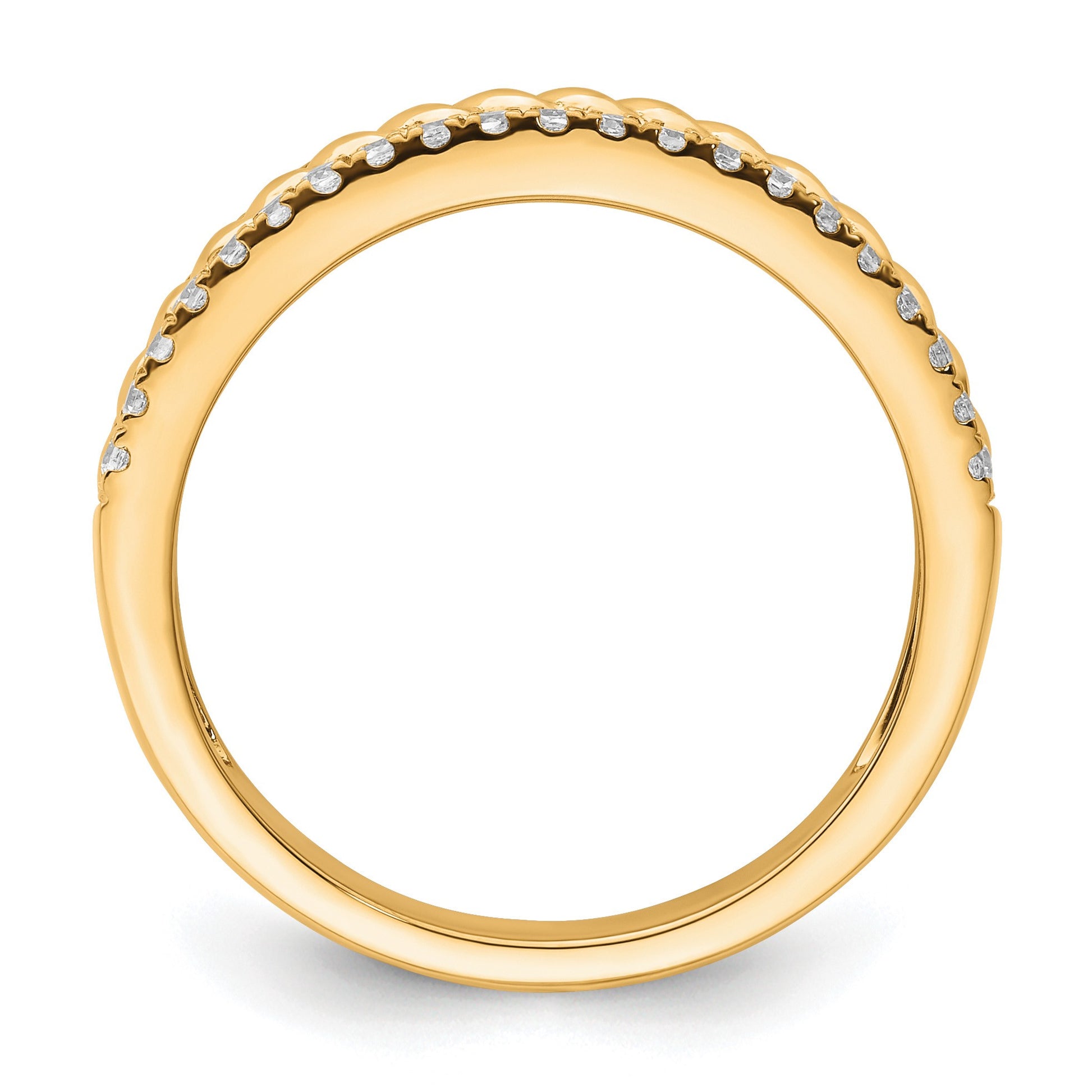 14K 3mm Polished 1/3 carat Diamond 3-Row Fashion Ring
