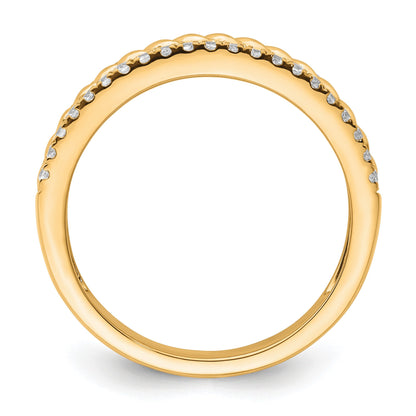 14K 3mm Polished 1/3 carat Diamond 3-Row Fashion Ring