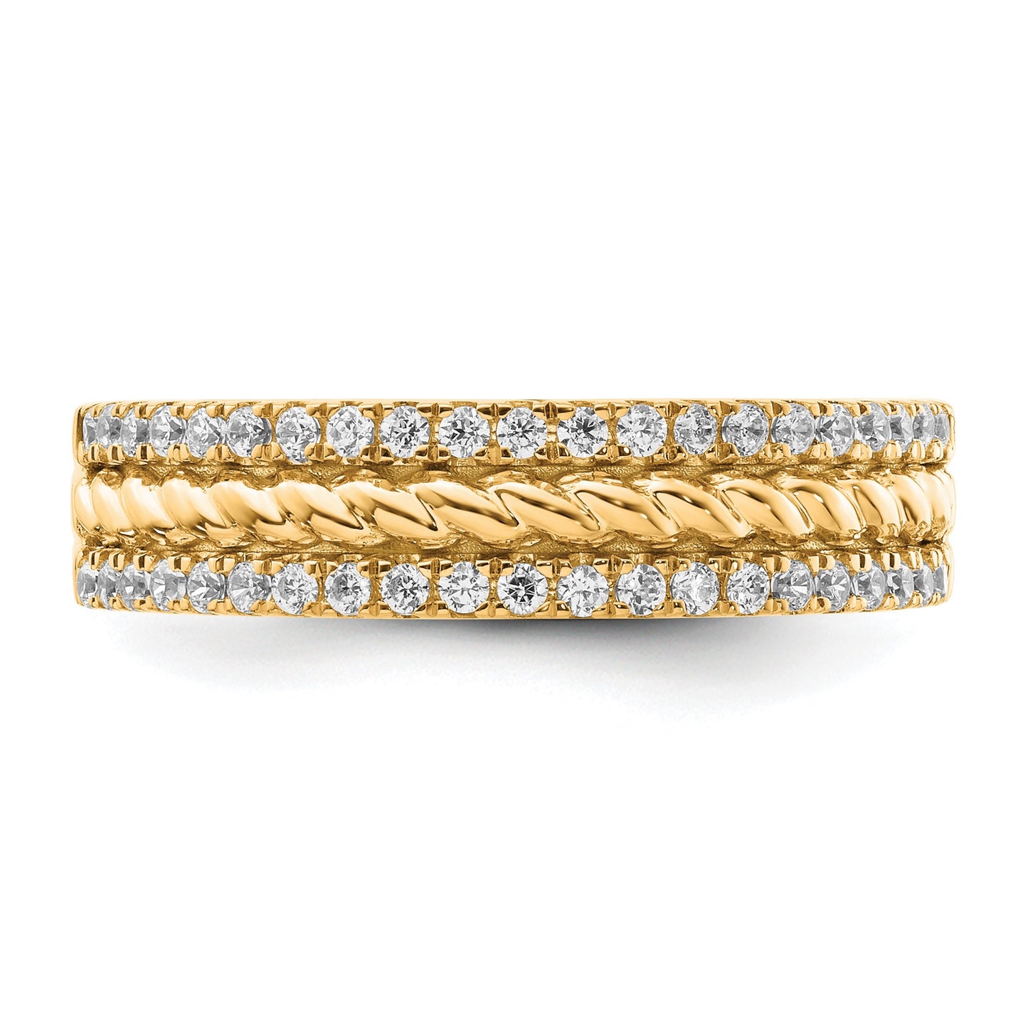14K 3mm Polished 1/3 carat Diamond 3-Row Fashion Ring