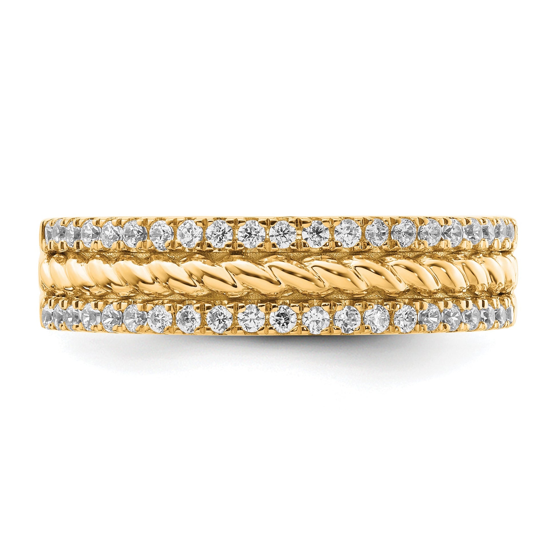 14K 3mm Polished 1/3 carat Diamond 3-Row Fashion Ring