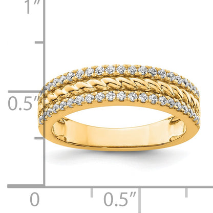 14K 3mm Polished 1/3 carat Diamond 3-Row Fashion Ring