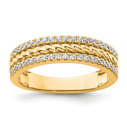 14K 3mm Polished 1/3 carat Diamond 3-Row Fashion Ring