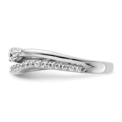 14K White Gold Polished 1/4 carat Diamond Double Band Curved Ring