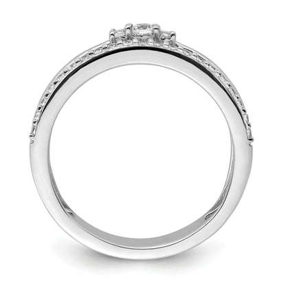 14K White Gold Polished 1/4 carat Diamond Double Band Fashion Ring