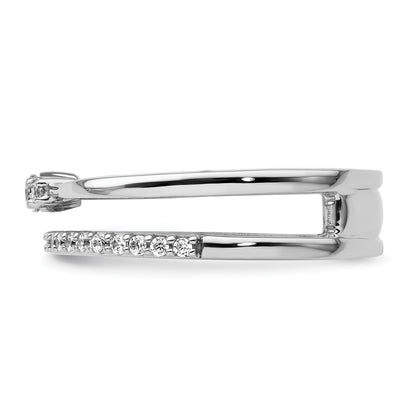 14K White Gold Polished 1/4 carat Diamond Double Band Fashion Ring