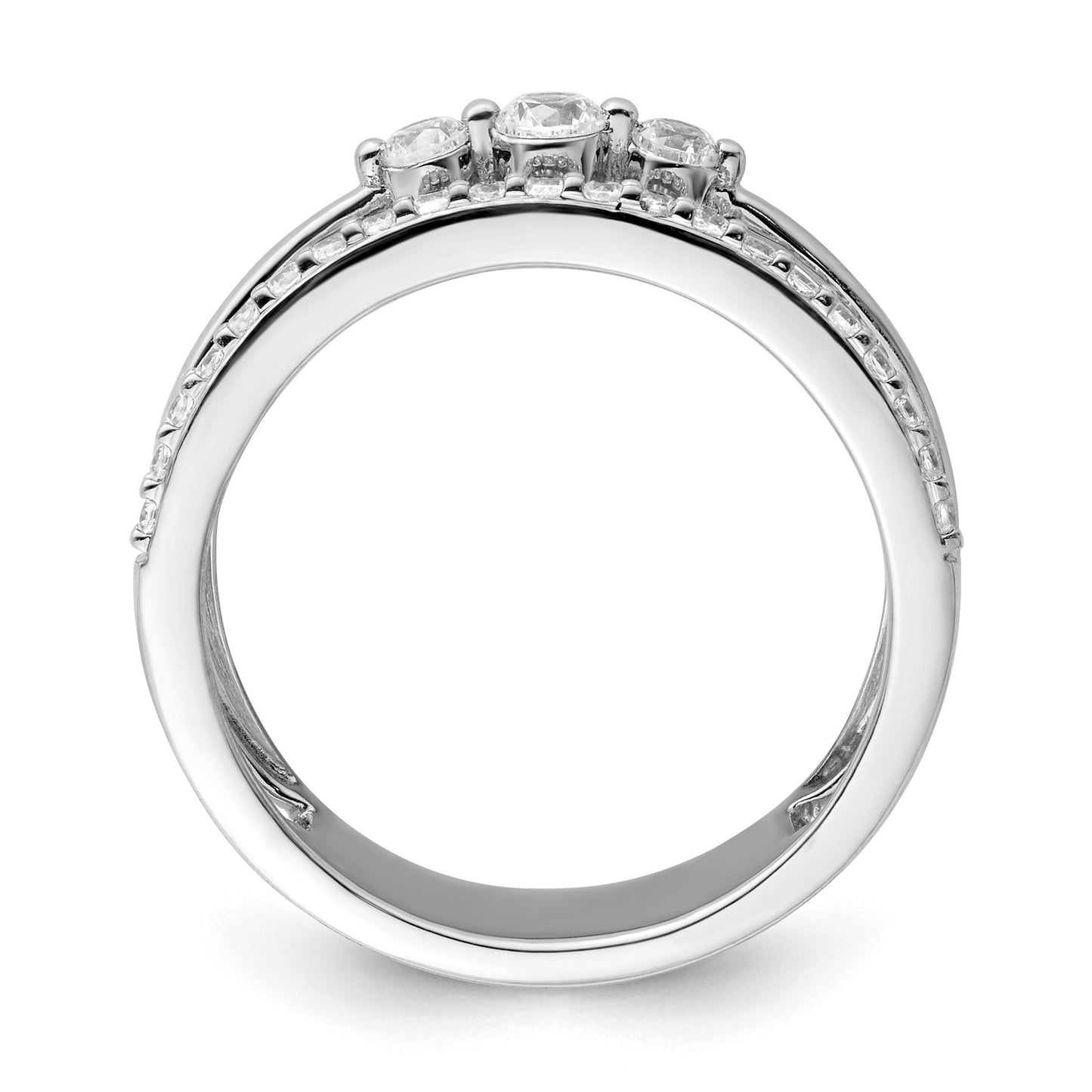 14K White Gold Polished 3/8 carat Diamond Double Band Fashion Ring