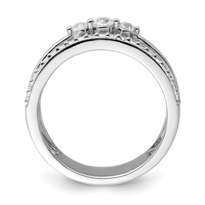 14K White Gold Polished 3/8 carat Diamond Double Band Fashion Ring
