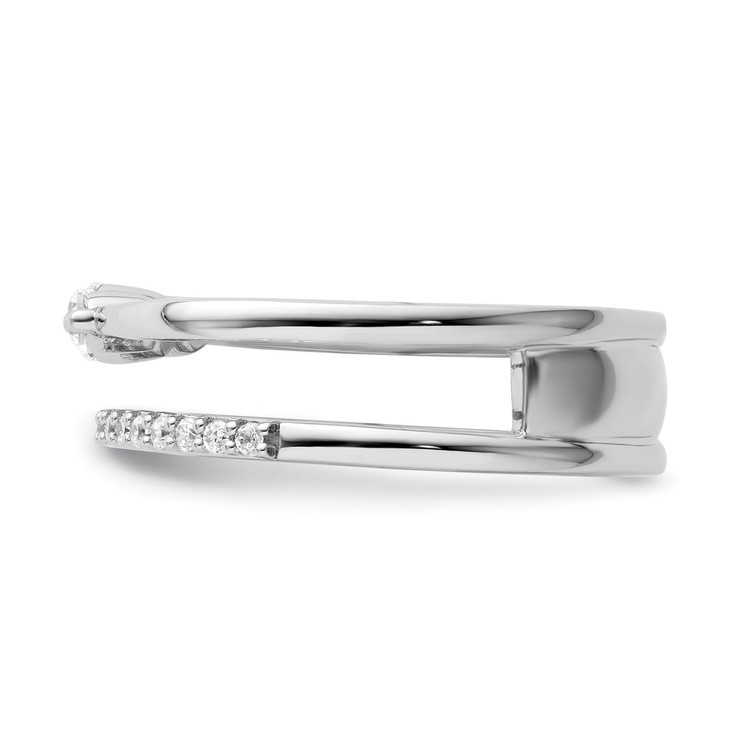 14K White Gold Polished 3/8 carat Diamond Double Band Fashion Ring