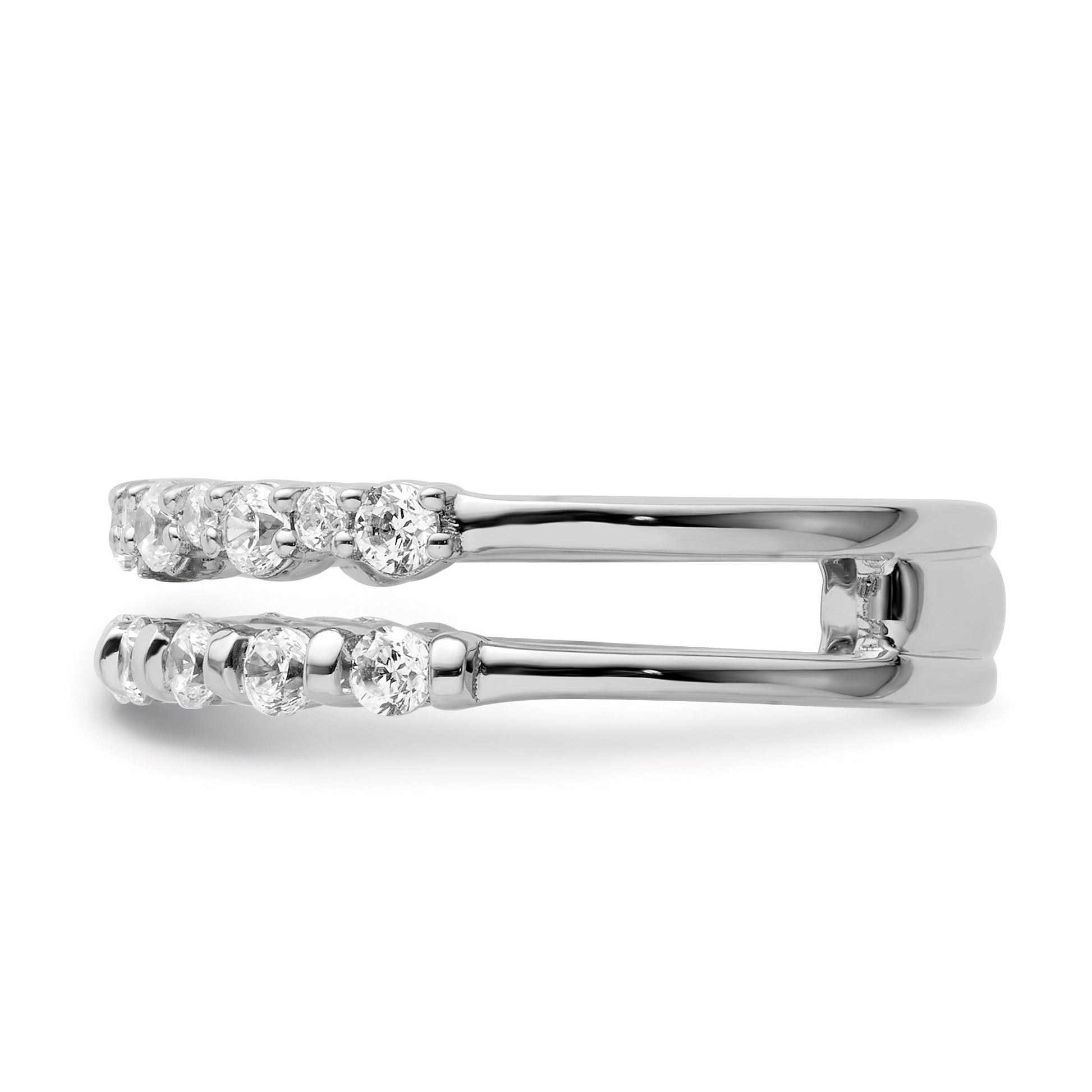 14K White Gold Polished 3/4 carat Diamond Double Band Fashion Ring