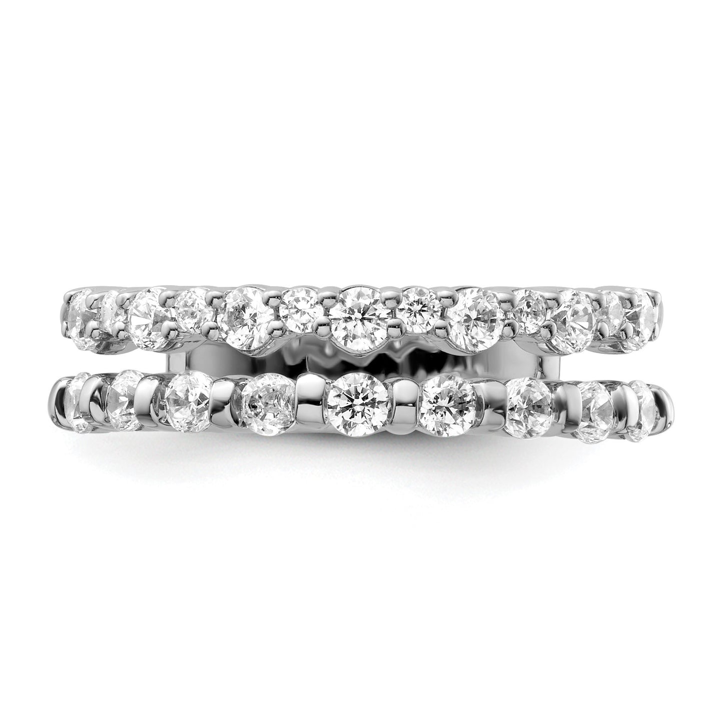 14K White Gold Polished 3/4 carat Diamond Double Band Fashion Ring