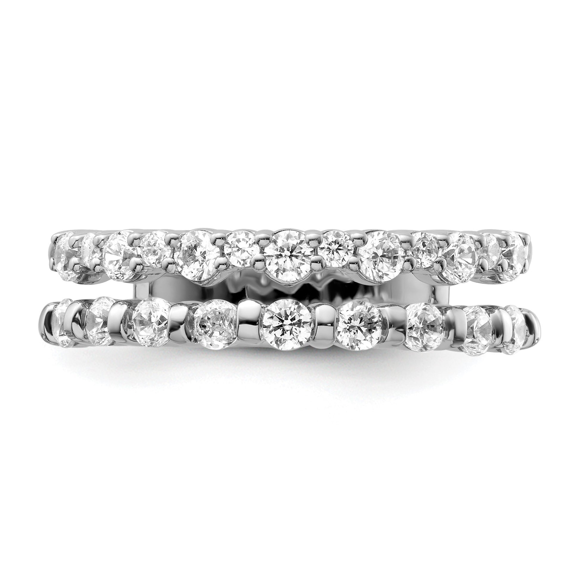 14K White Gold Polished 3/4 carat Diamond Double Band Fashion Ring