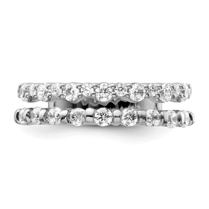 14K White Gold Polished 3/4 carat Diamond Double Band Fashion Ring