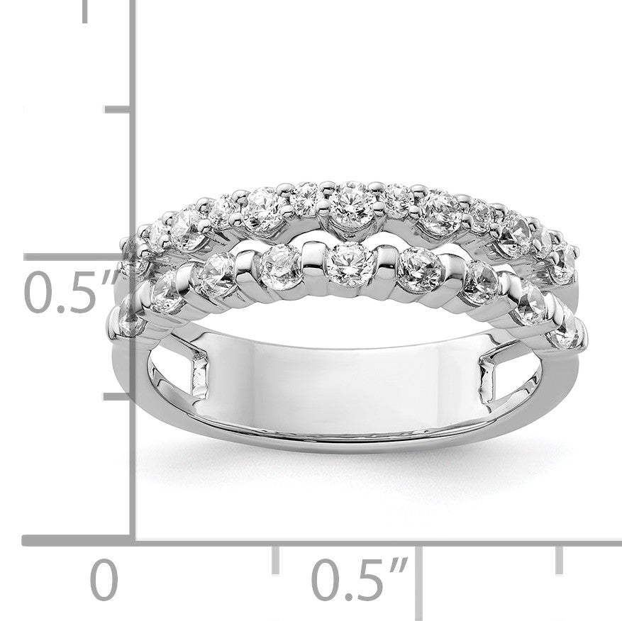 14K White Gold Polished 3/4 carat Diamond Double Band Fashion Ring