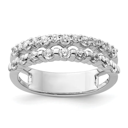 14K White Gold Polished 3/4 carat Diamond Double Band Fashion Ring