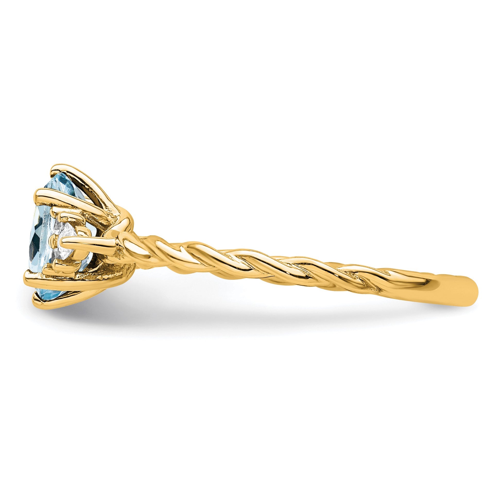 14K Diamond and 7x5 Oval March/Aquamarine Size 7 Twisted Ring