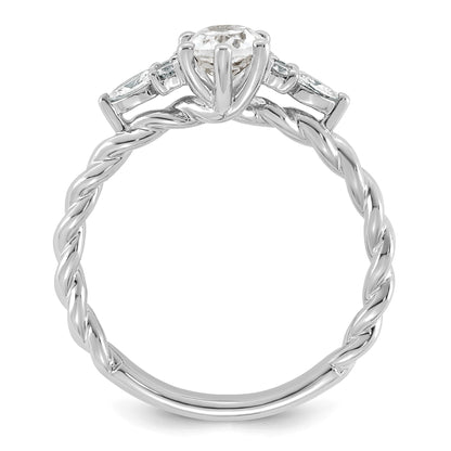 14k White Gold Polished White Topaz & 1/6 carat Lab Grown Diamond VS/SI+ G+ April Birthstone Complete Twisted Ring