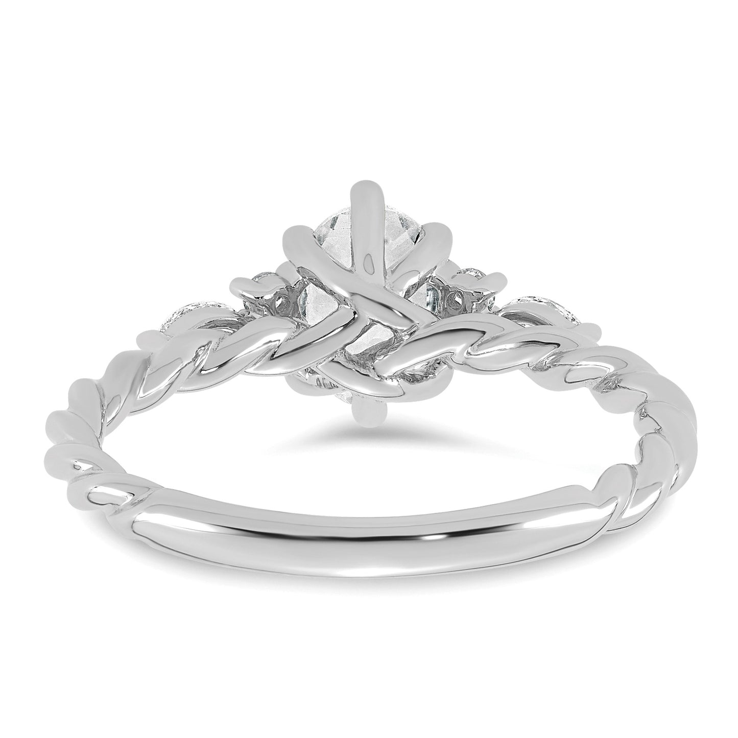 14k White Gold Polished White Topaz & 1/6 carat Lab Grown Diamond VS/SI+ G+ April Birthstone Complete Twisted Ring