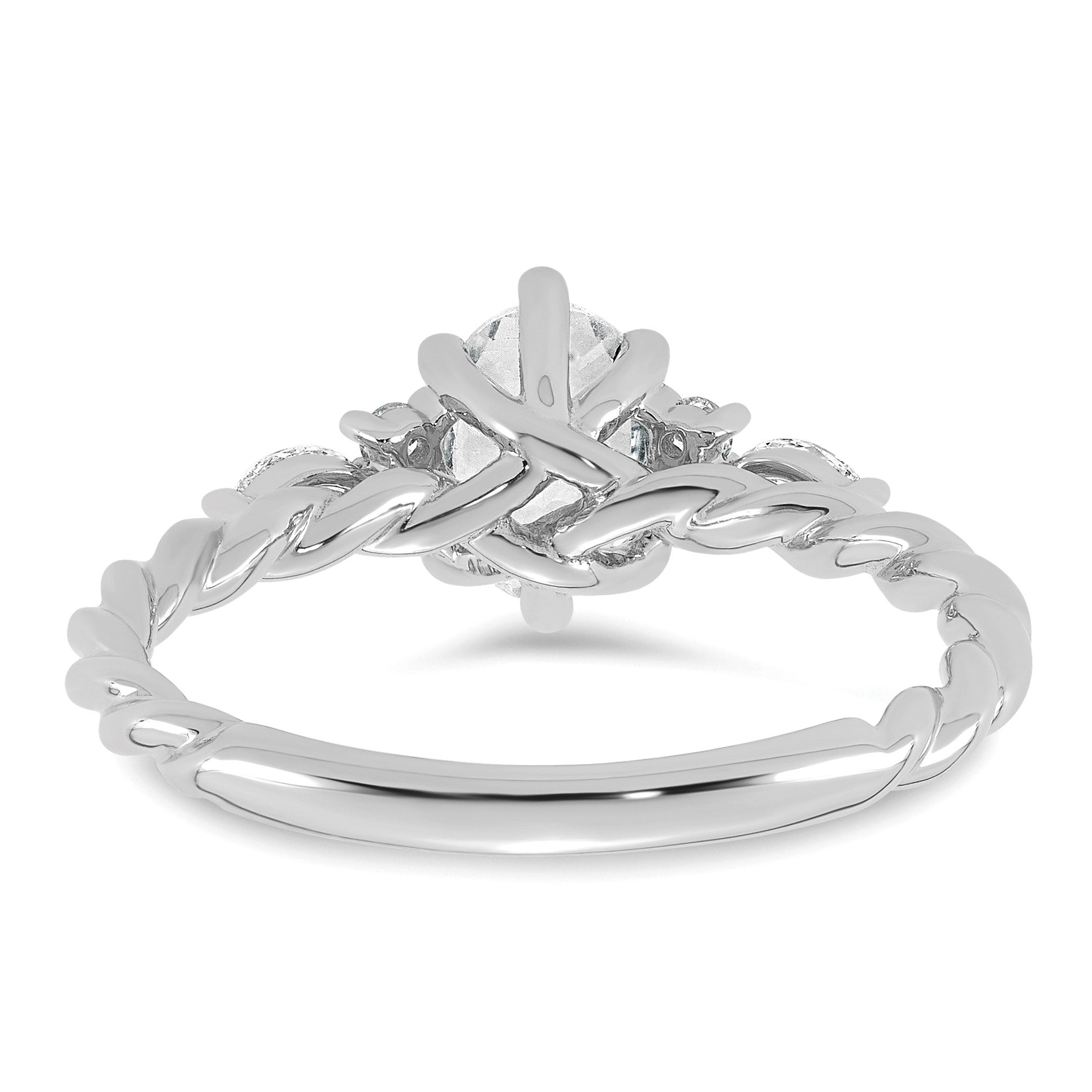 14k White Gold Polished White Topaz & 1/6 carat Lab Grown Diamond VS/SI+ G+ April Birthstone Complete Twisted Ring