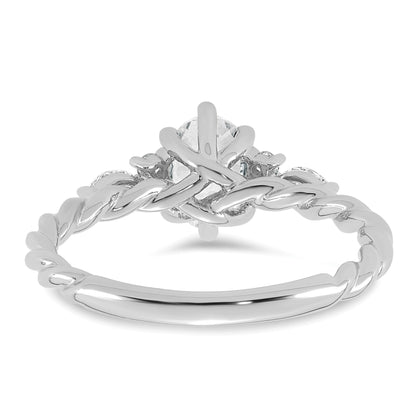 14k White Gold Polished White Topaz & 1/6 carat Lab Grown Diamond VS/SI+ G+ April Birthstone Complete Twisted Ring