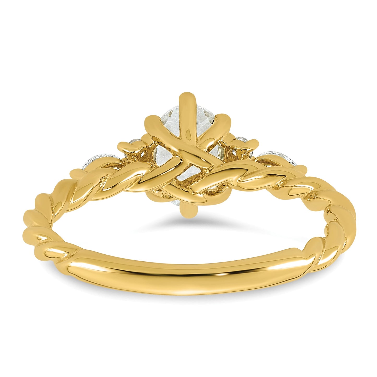 14k Polished White Topaz & 1/6 carat Lab Grown Diamond VS/SI+ G+ April Birthstone Complete Twisted Ring