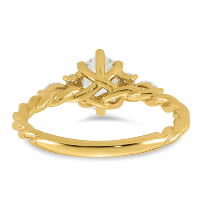 14k Polished White Topaz & 1/6 carat Lab Grown Diamond VS/SI+ G+ April Birthstone Complete Twisted Ring
