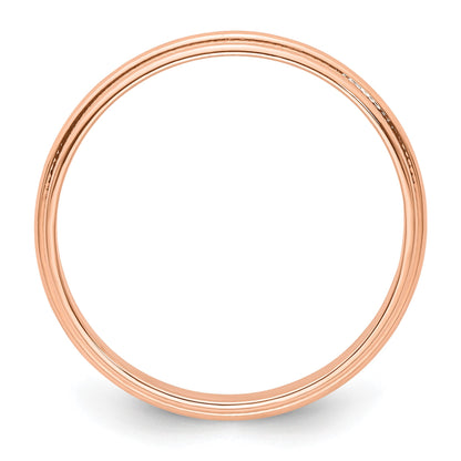 14k Rose Gold 3mm Lightweight Milgrain Half Round Wedding Band Size 12.5
