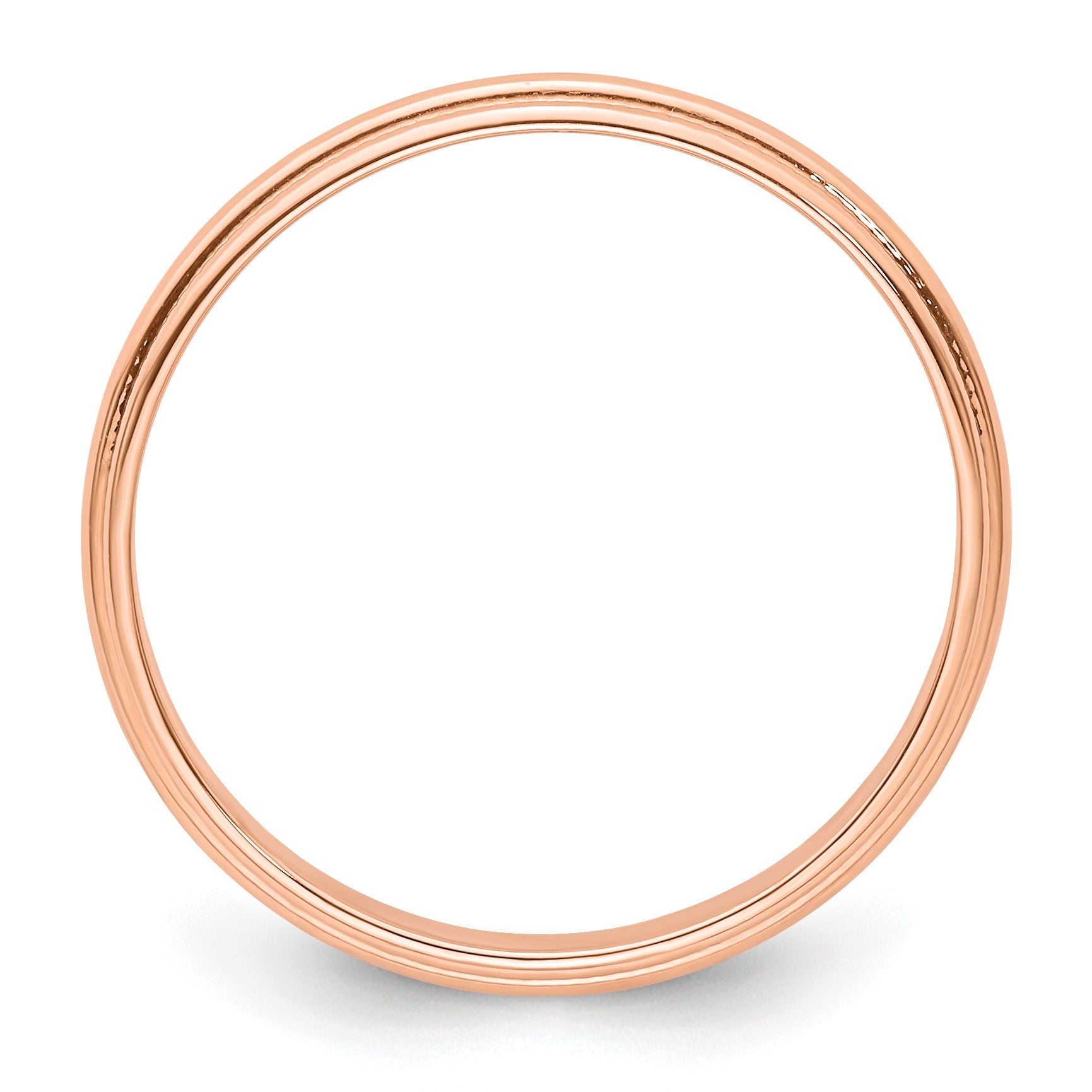 14k Rose Gold 3mm Lightweight Milgrain Half Round Wedding Band Size 7.5