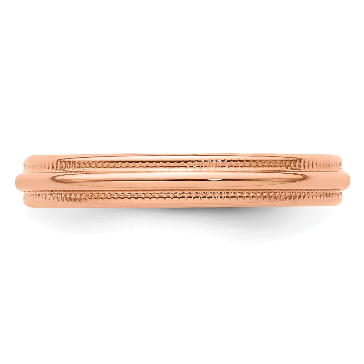 14k Rose Gold 3mm Lightweight Milgrain Half Round Wedding Band Size 4.5