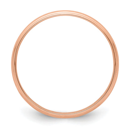 14k Rose Gold 4mm Lightweight Milgrain Half Round Wedding Band Size 6
