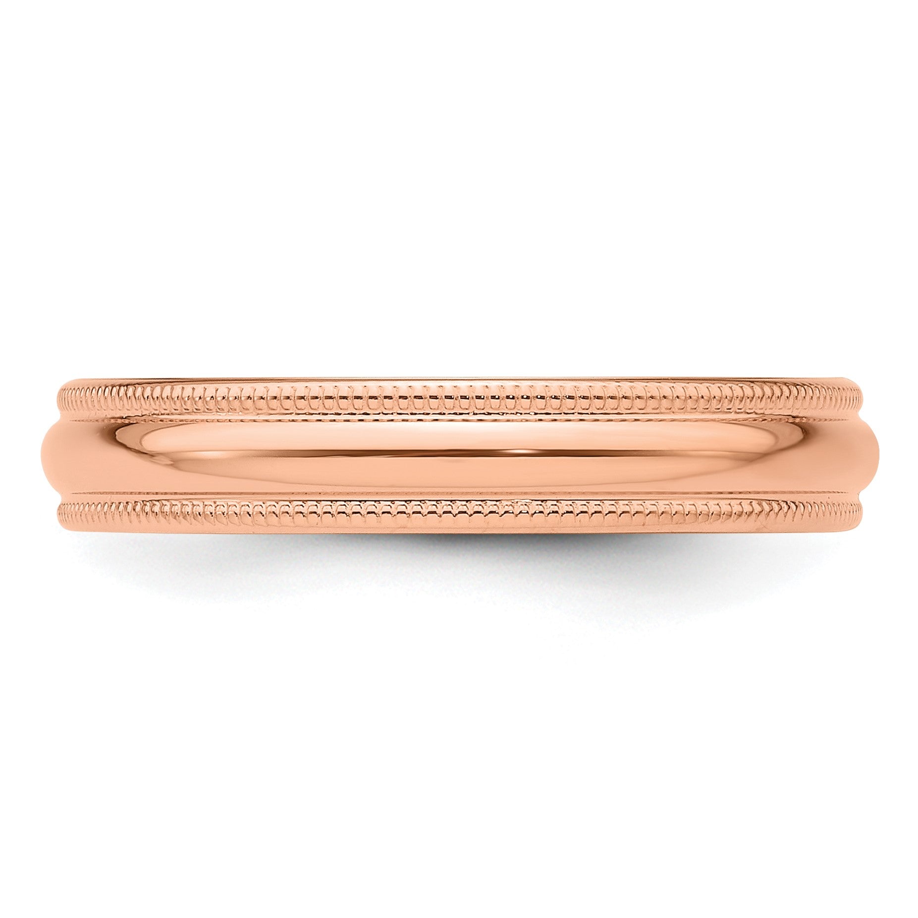 14k Rose Gold 4mm Lightweight Milgrain Half Round Wedding Band Size 6