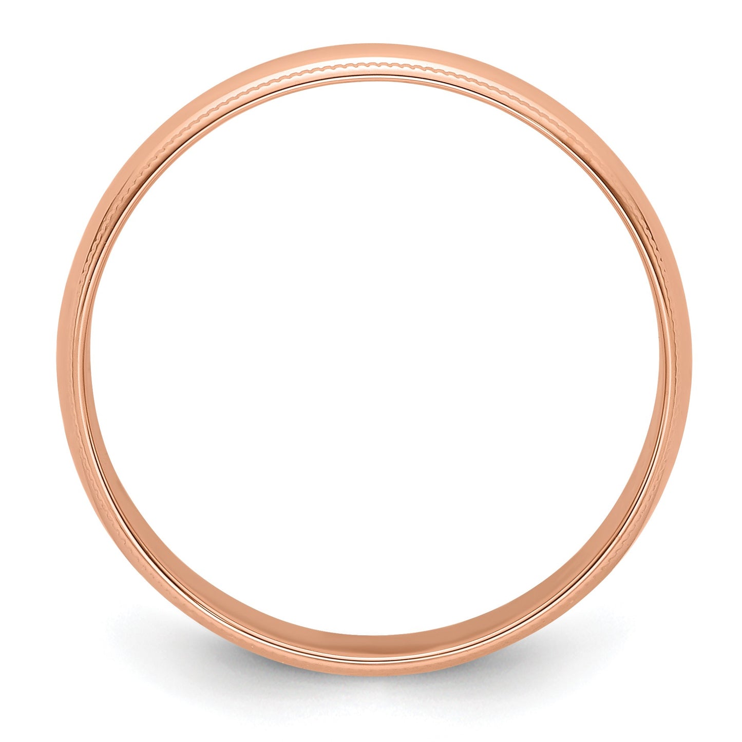 14k Rose Gold 5mm Lightweight Milgrain Half Round Wedding Band Size 5.5