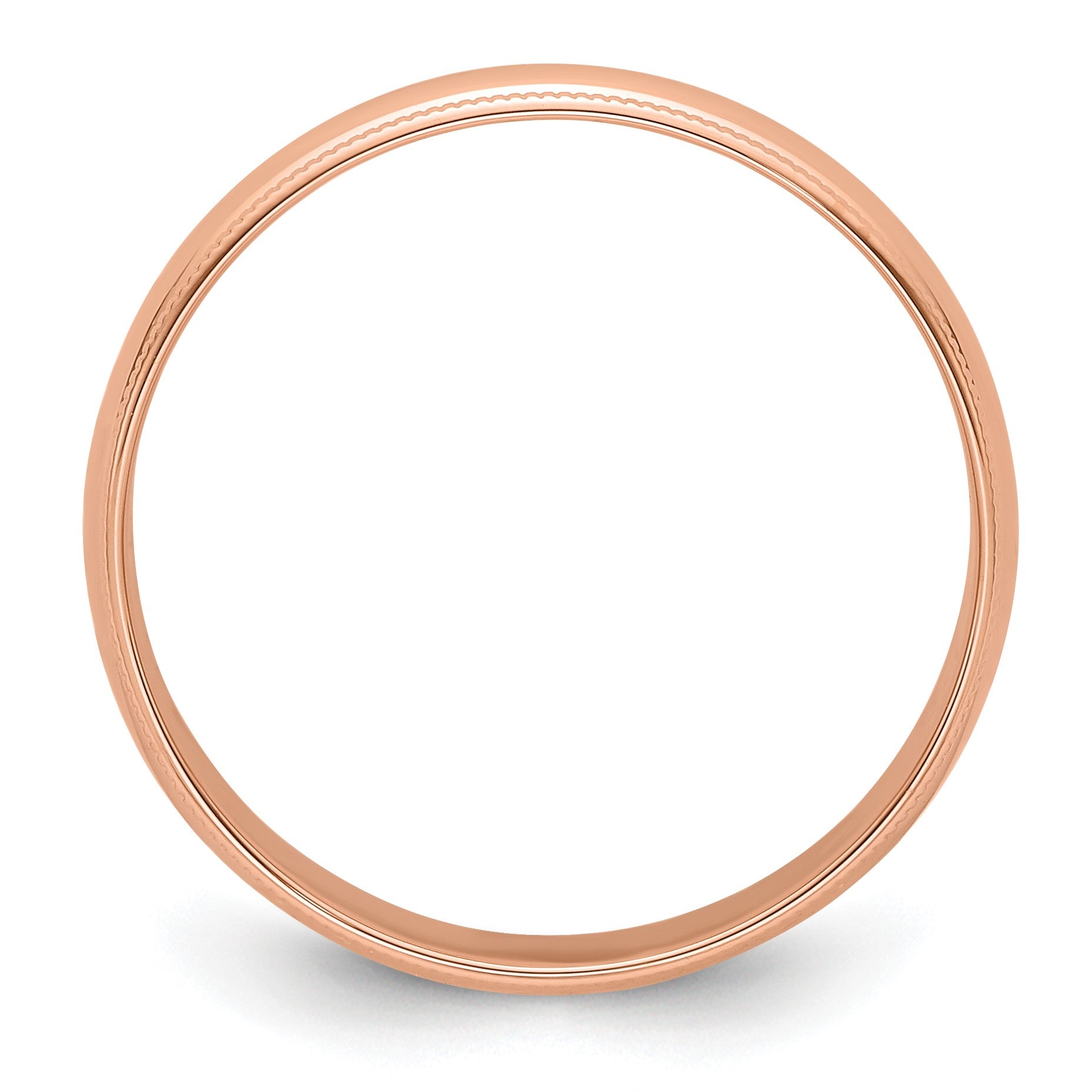 14k Rose Gold 5mm Lightweight Milgrain Half Round Wedding Band Size 10