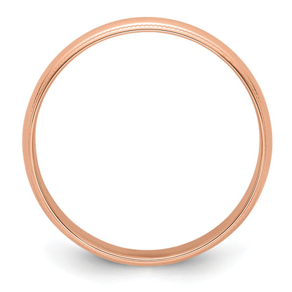 14k Rose Gold 5mm Lightweight Milgrain Half Round Wedding Band Size 6