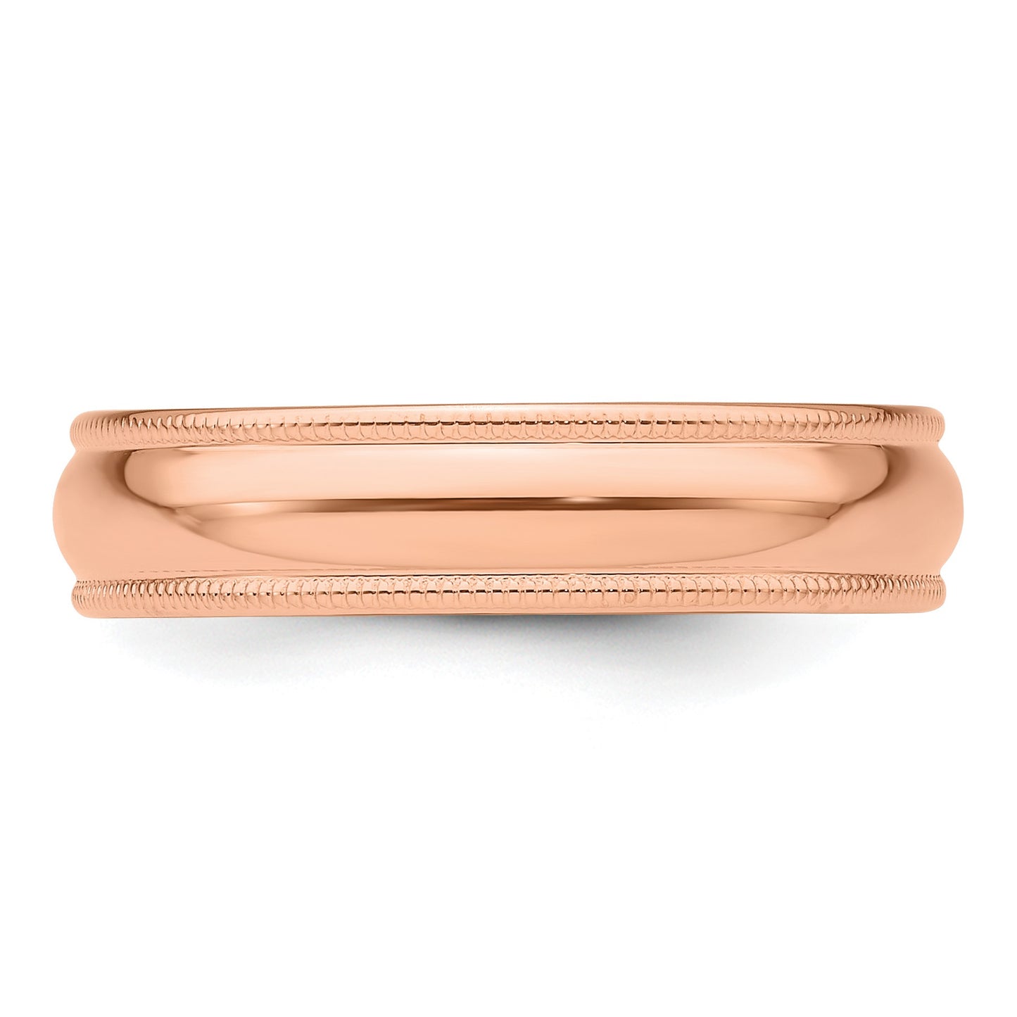 14k Rose Gold 5mm Lightweight Milgrain Half Round Wedding Band Size 10