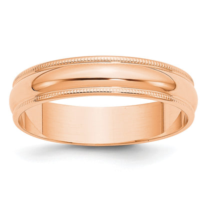 14k Rose Gold 5mm Lightweight Milgrain Half Round Wedding Band Size 11