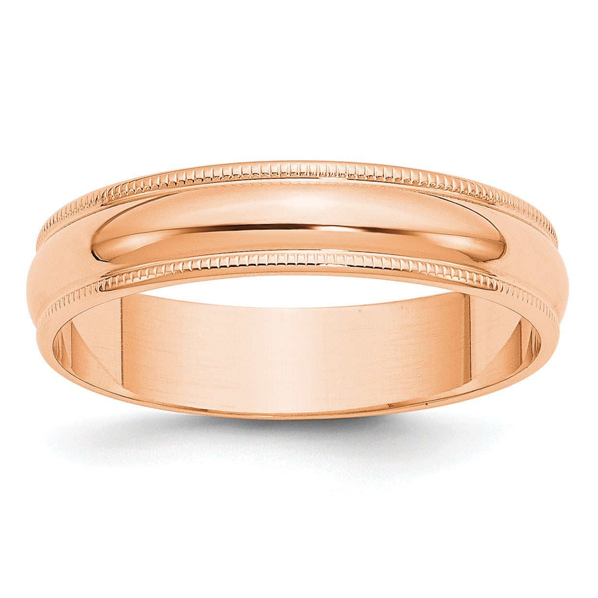 14k Rose Gold 5mm Lightweight Milgrain Half Round Wedding Band Size 6.5