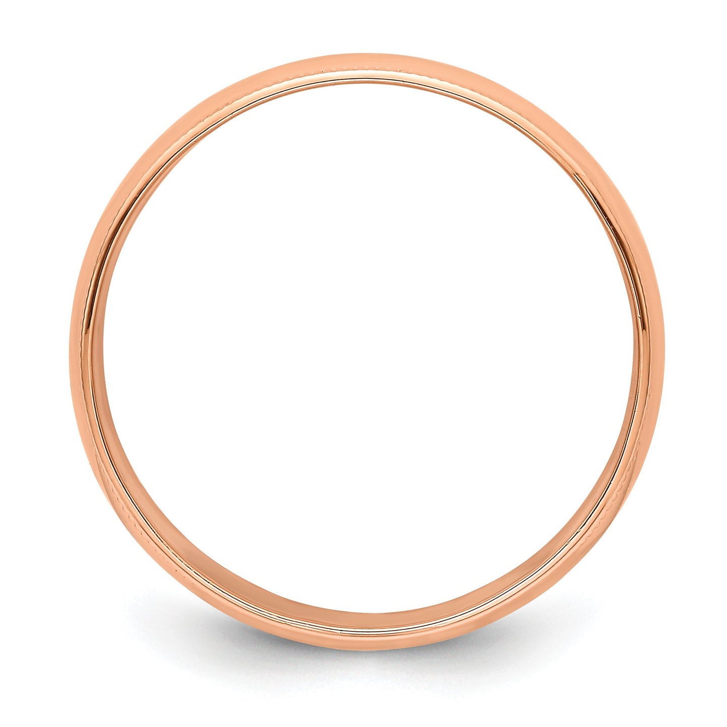 14k Rose Gold 6mm Lightweight Milgrain Half Round Wedding Band Size 10.5
