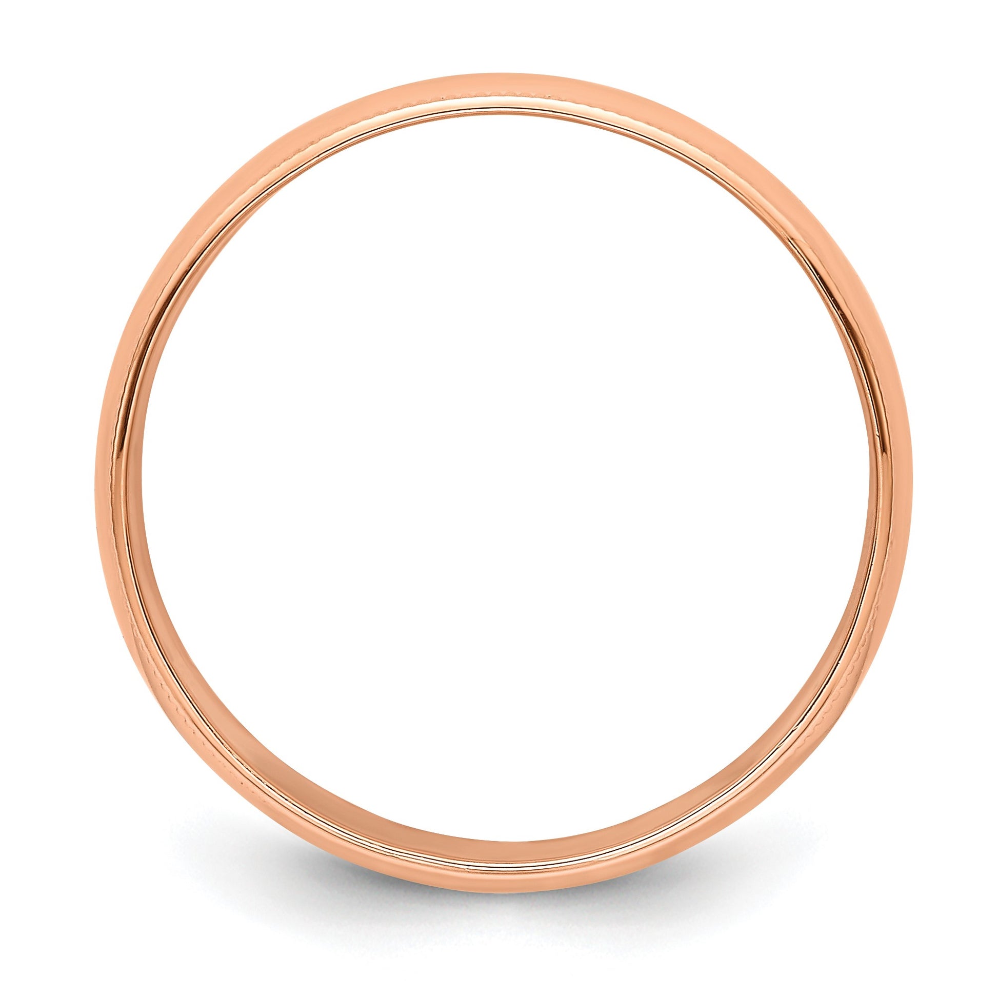 14k Rose Gold 6mm Lightweight Milgrain Half Round Wedding Band Size 10.5