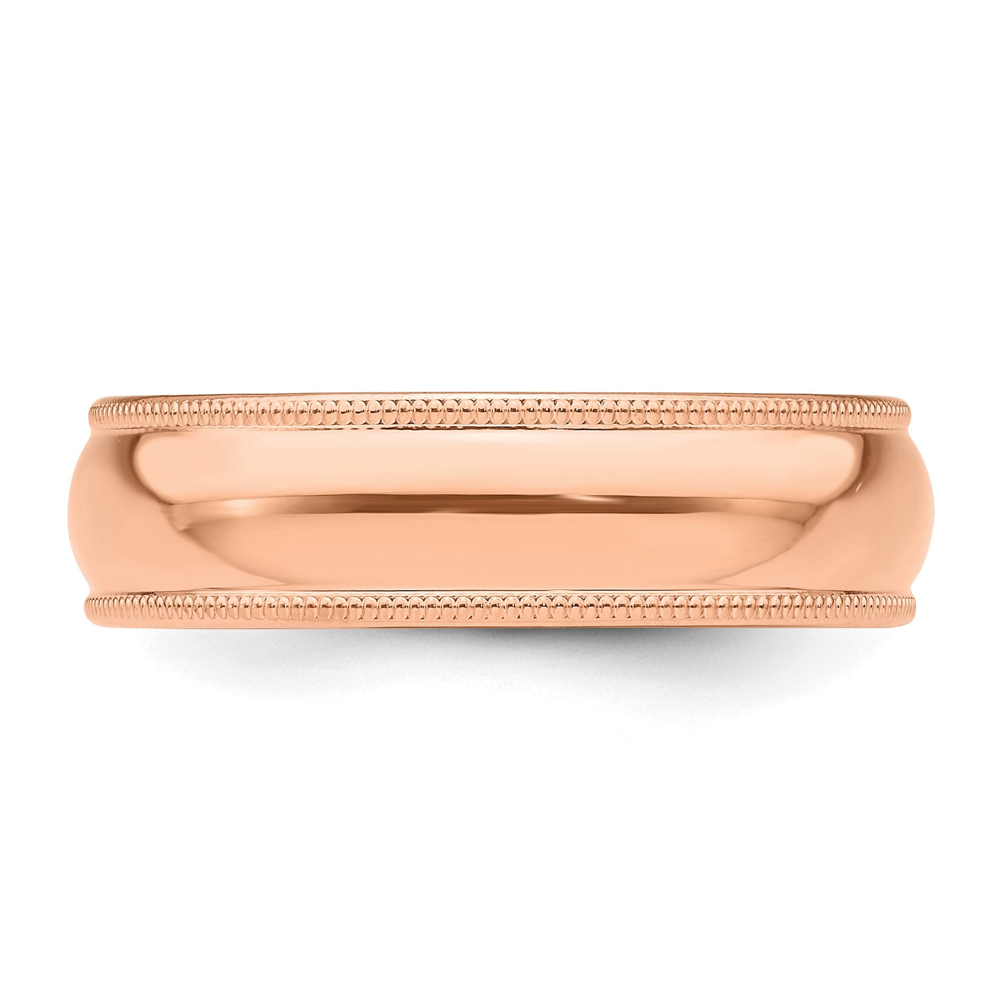 14k Rose Gold 6mm Lightweight Milgrain Half Round Wedding Band Size 10.5
