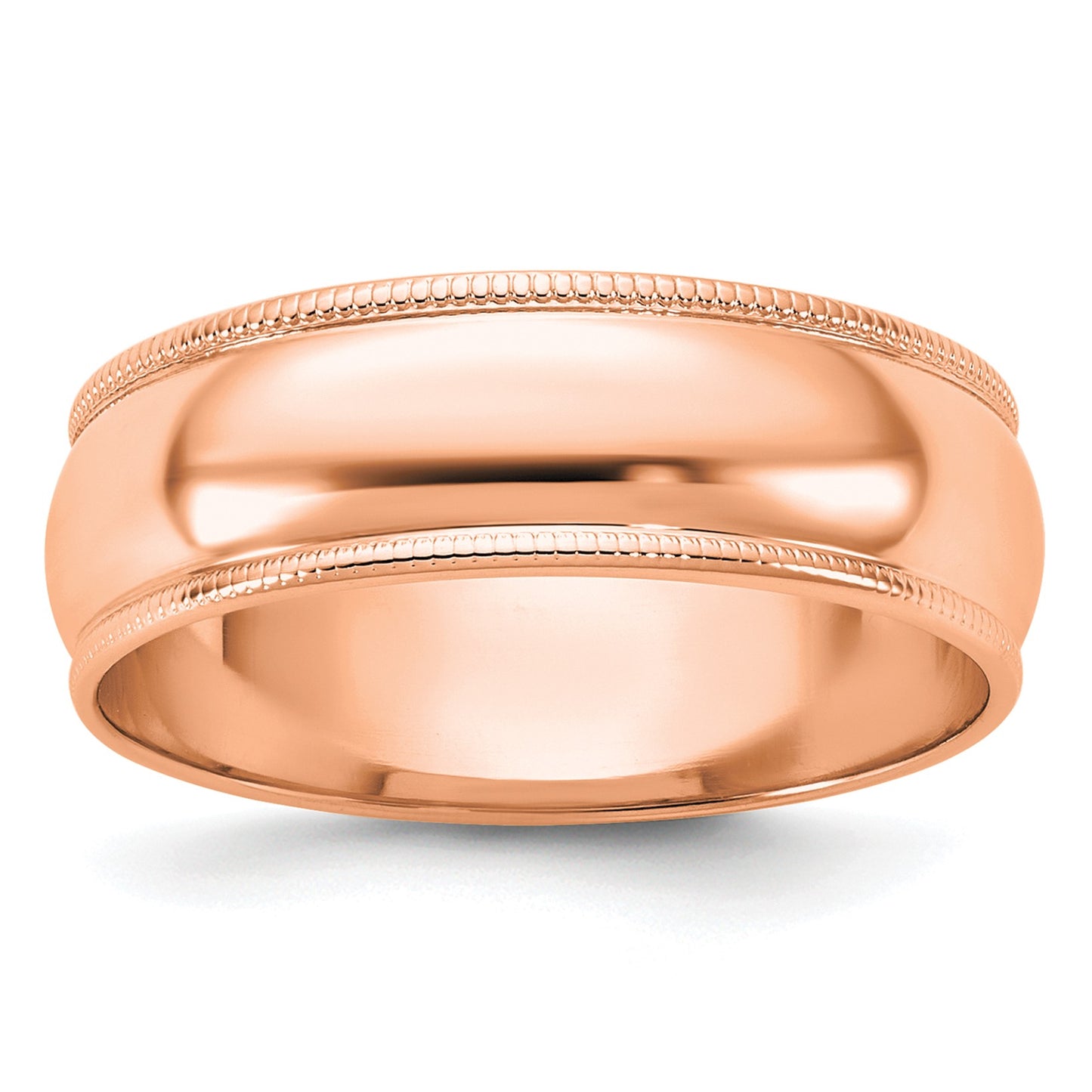 14k Rose Gold 6mm Lightweight Milgrain Half Round Wedding Band Size 10.5