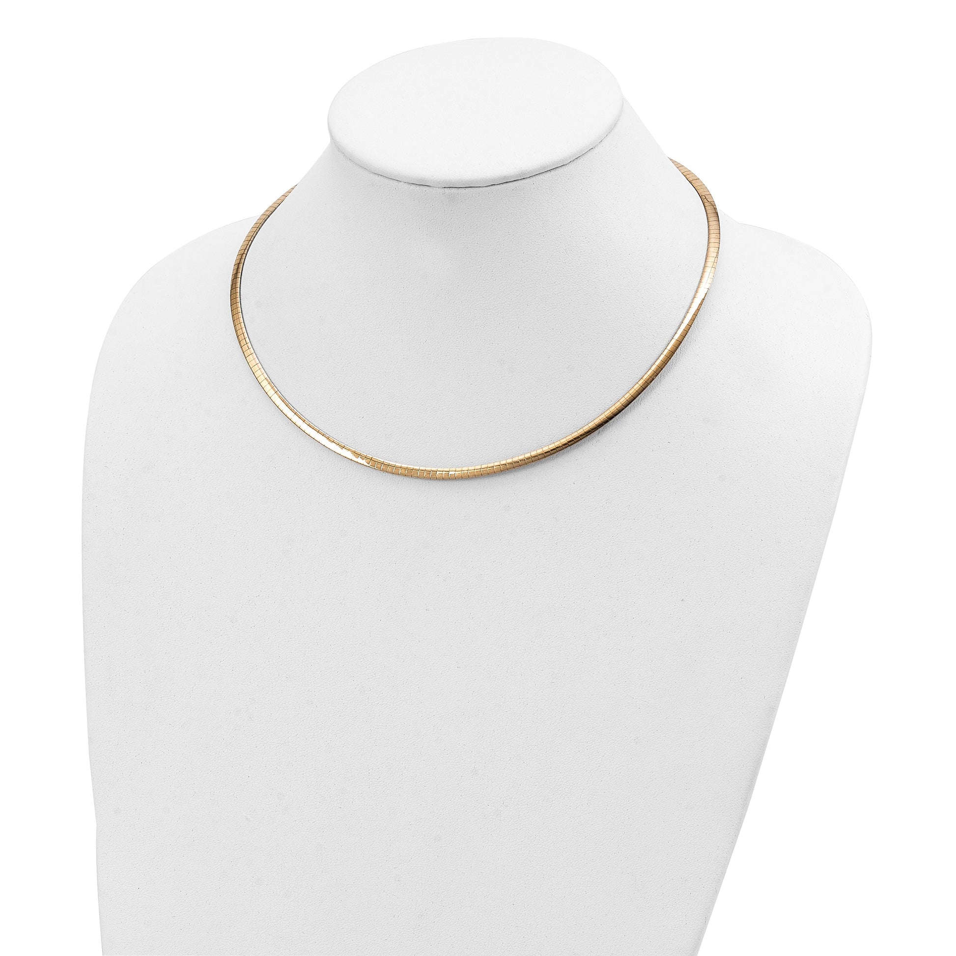 14k Two-tone 3mm Reversible White and Yellow 18 inch Domed Omega Necklace