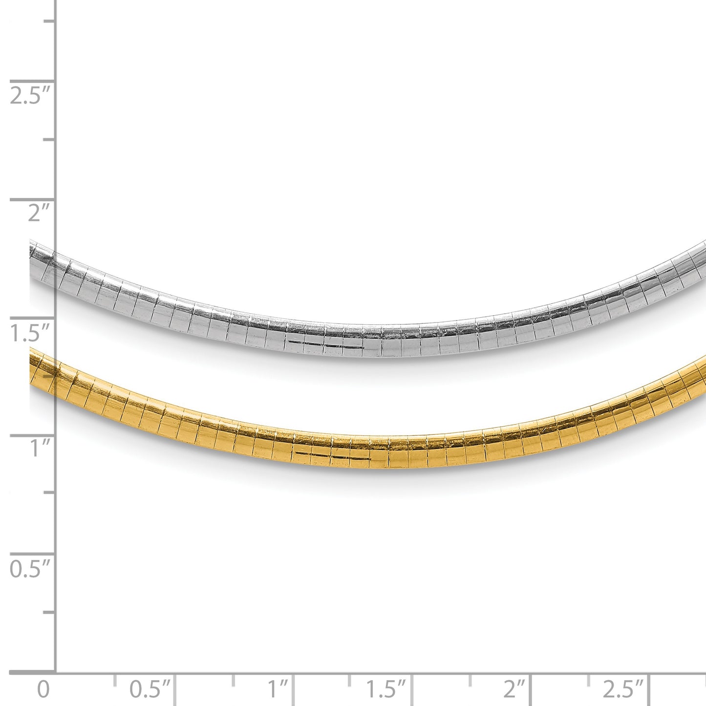 14k Two-tone 3mm Reversible White and Yellow 16 inch Domed Omega Necklace