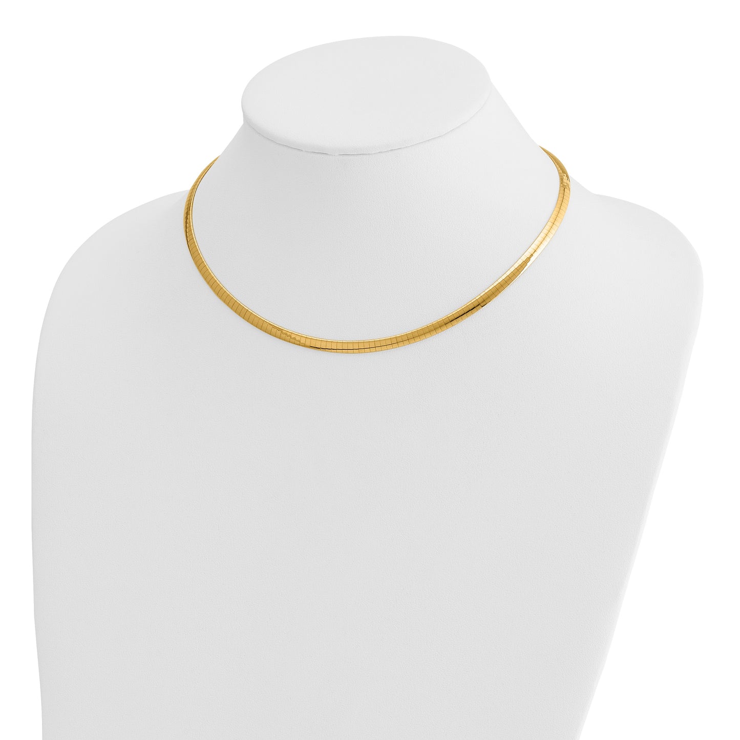 14k Two-tone 4mm Reversible White and Yellow 16 inch Domed Omega Necklace