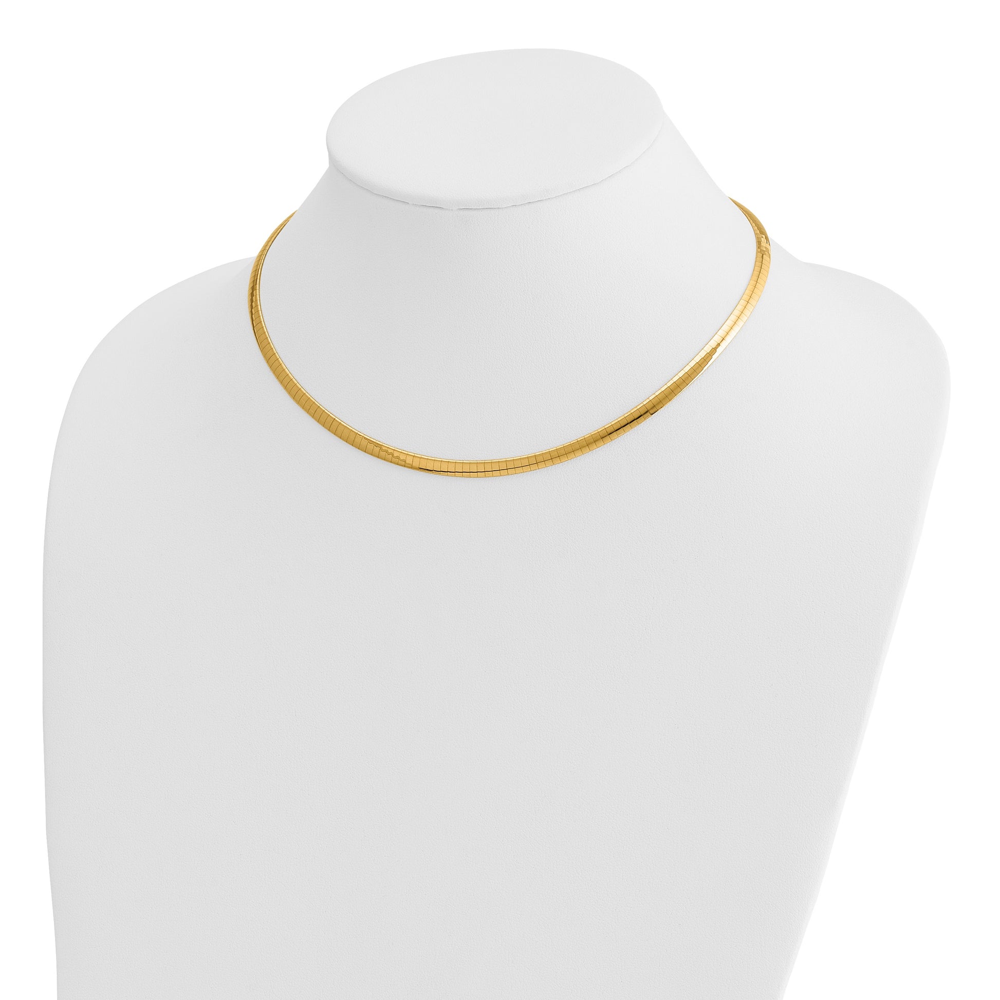 14k Two-tone 4mm Reversible White and Yellow 16 inch Domed Omega Necklace