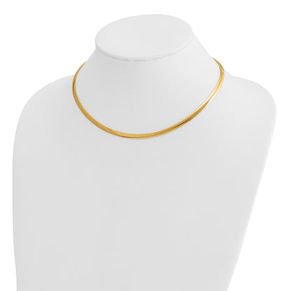 14k Two-tone 4mm Reversible White and Yellow 16 inch Domed Omega Necklace